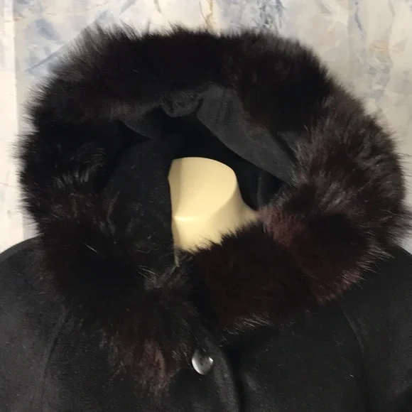VTG Petite Sophisticates wool fox fur collar women's coat hood Made in USA - Picture 2 of 13